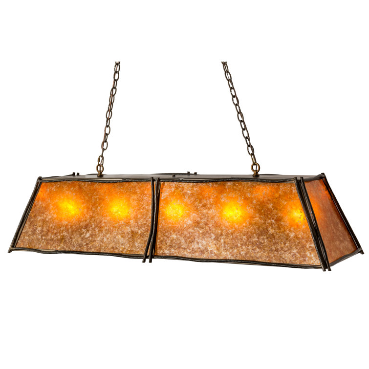 Elegant Antique Copper and Glass LED Island Pendant, 27" Height