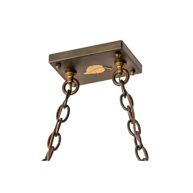 Elegant Antique Copper and Glass LED Island Pendant, 27" Height