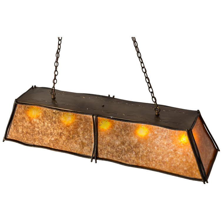 Elegant Antique Copper and Glass LED Island Pendant, 27" Height