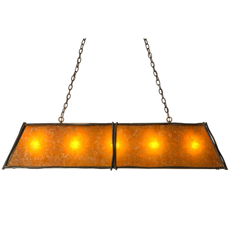 Elegant Antique Copper and Glass LED Island Pendant, 27" Height