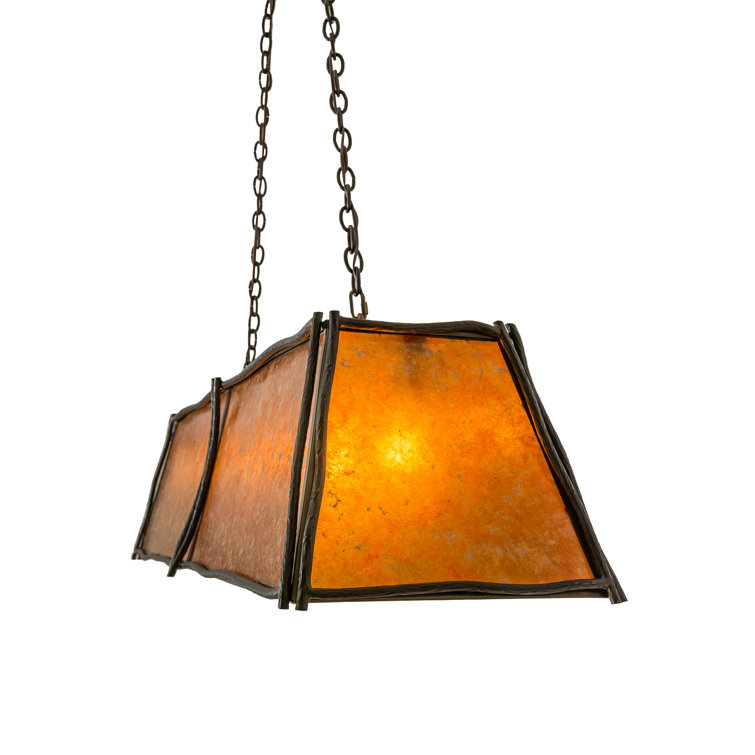 Elegant Antique Copper and Glass LED Island Pendant, 27" Height