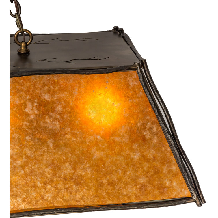 Elegant Antique Copper and Glass LED Island Pendant, 27" Height