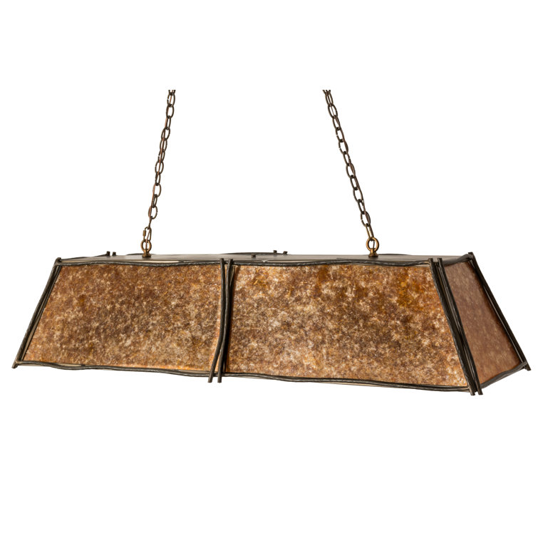Elegant Antique Copper and Glass LED Island Pendant, 27" Height