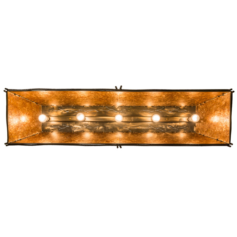Elegant Antique Copper and Glass LED Island Pendant, 27" Height