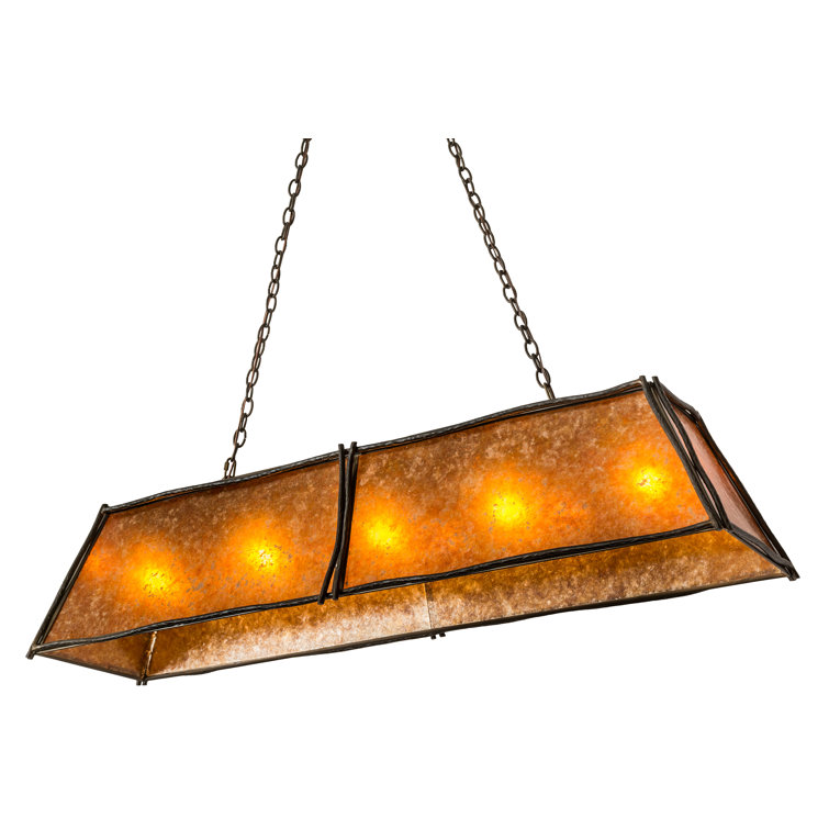 Elegant Antique Copper and Glass LED Island Pendant, 27" Height