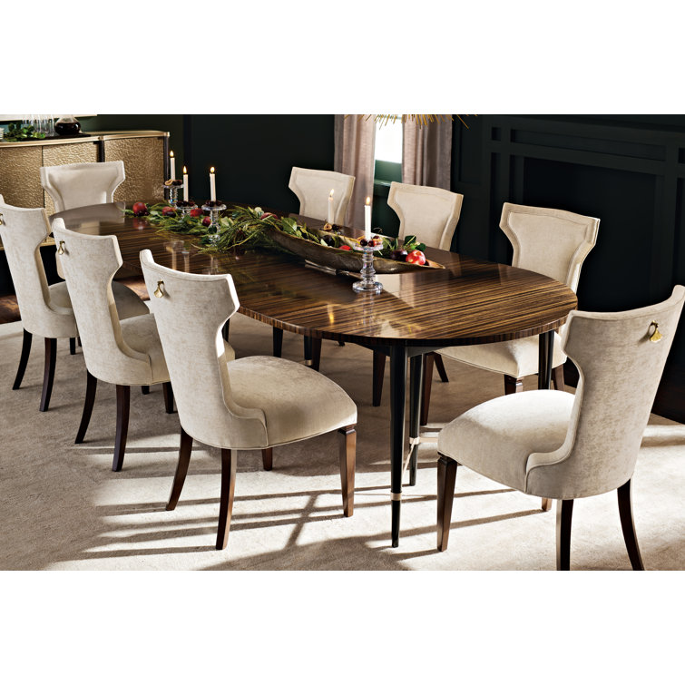 Black and Brown Extendable Round Wood Dining Table