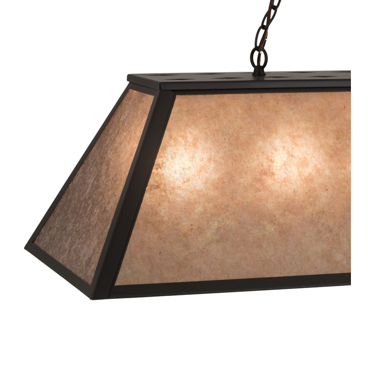 Elegant Antique Copper and Glass LED Island Pendant, 27" Height