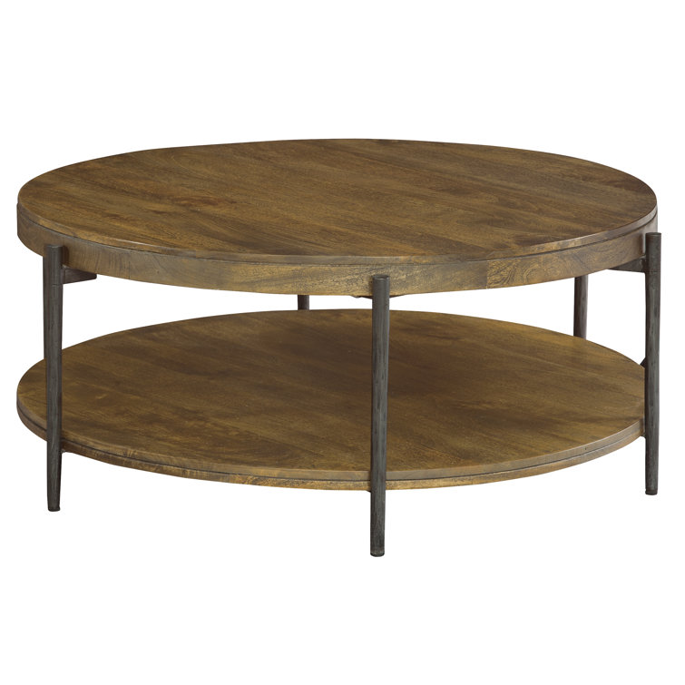 Transitional 41'' Round Walnut Coffee Table with Storage