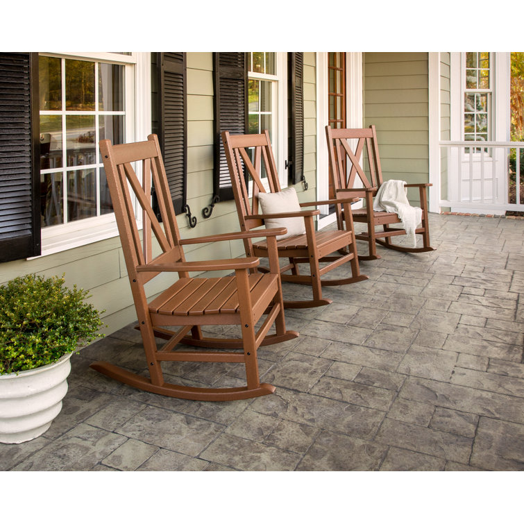 Braxton Traditional Teak Cross Back Porch Rocking Chair