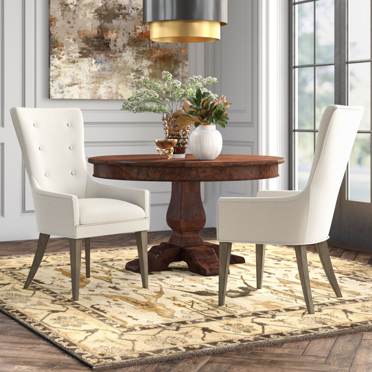 Rustic Modern Tapestry White Upholstered Arm Chair in Warm Taupe