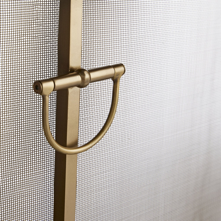 Antique Brass Iron Mesh Fireplace Screen