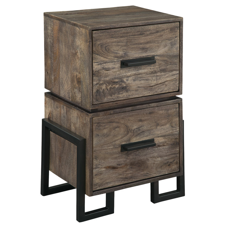 Industrial Black and Brown 2-Drawer Vertical Filing Cabinet