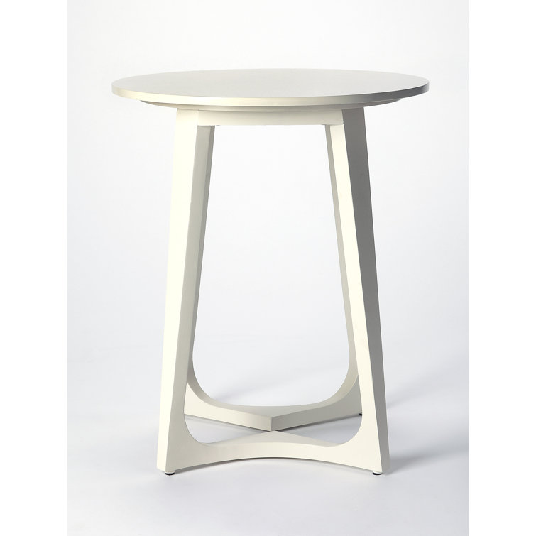 White Round Wood Modern Accent Table