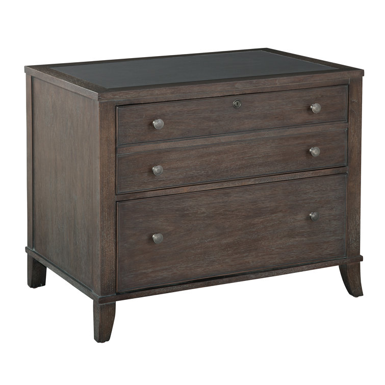 Brown Gray Traditional Lockable 2-Drawer Lateral Filing Cabinet