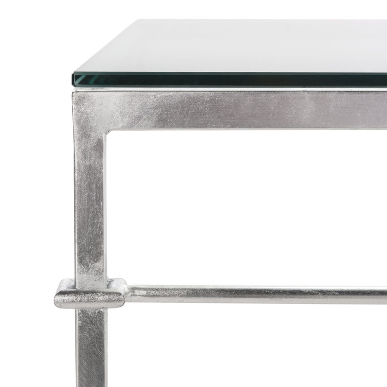 Mieka Silver Glass Coffee Table with Storage Shelf
