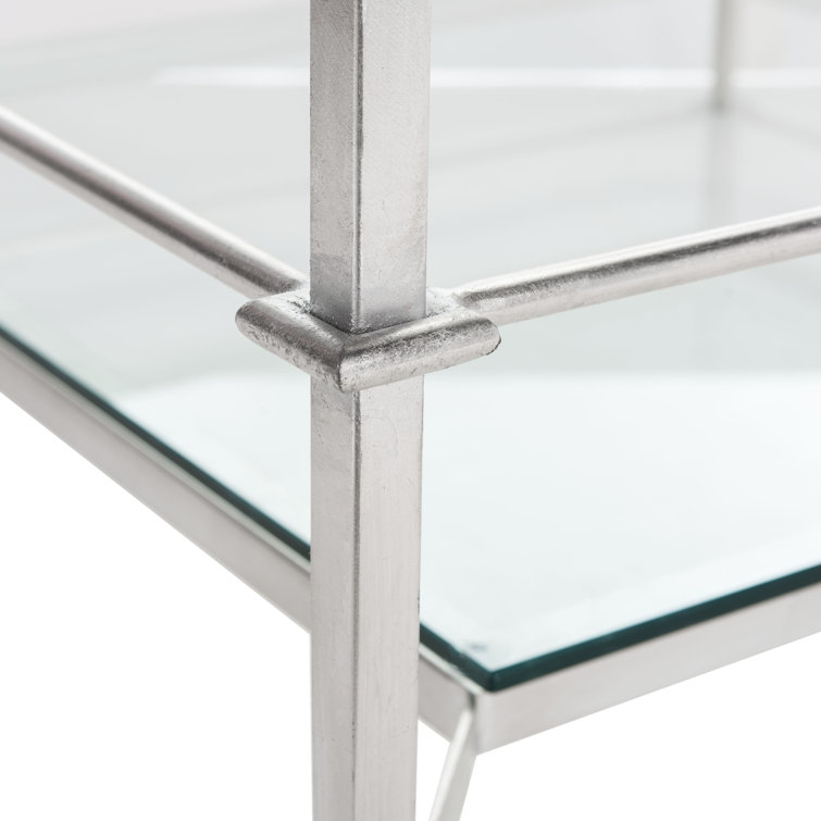 Mieka Silver Glass Coffee Table with Storage Shelf