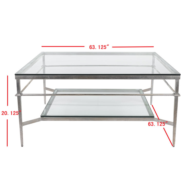 Mieka Silver Glass Coffee Table with Storage Shelf