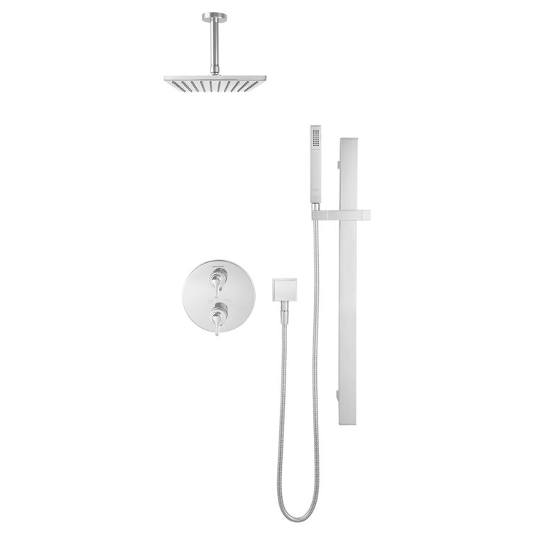 Chrome Brass Square Shower Slide Bar with Shower Bracket