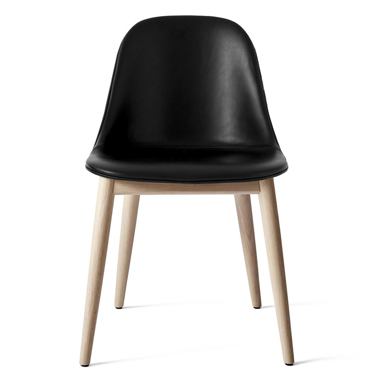 Black High-Back Wood Side Chair with Natural Legs