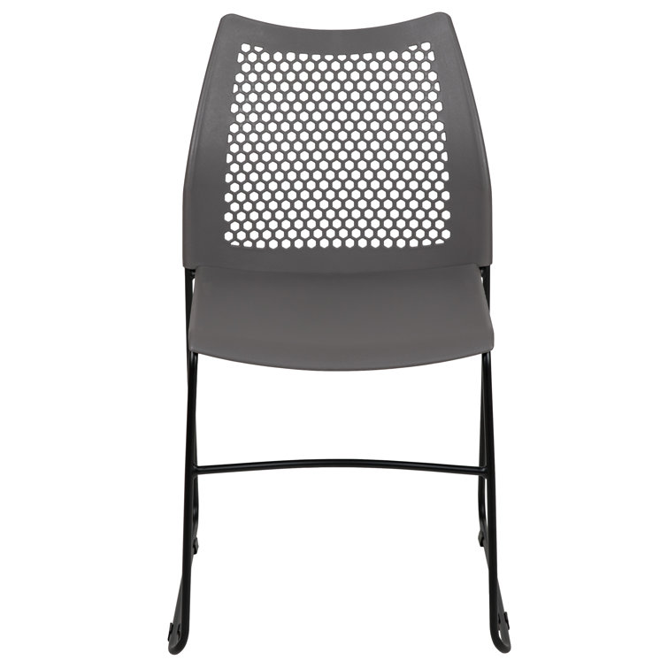 Black Armless Stacking Chair with Air-Vent Back