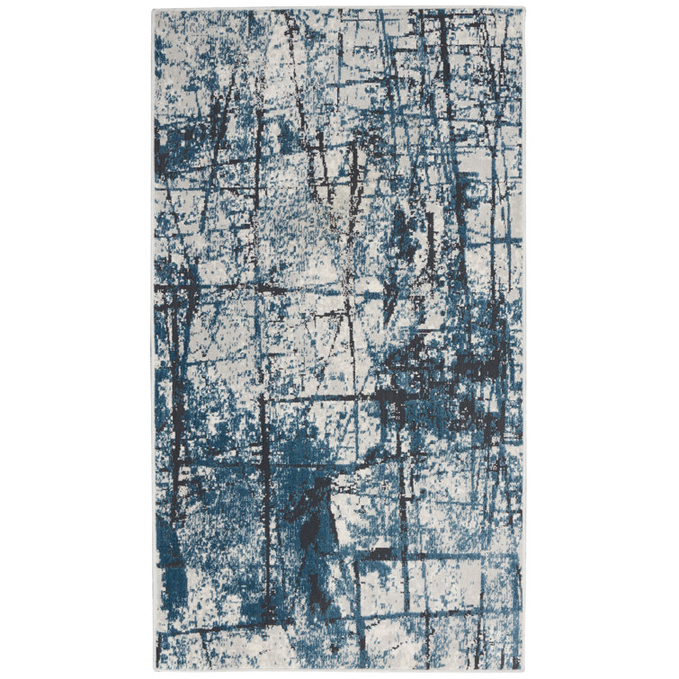 Abstract Vapor Handmade Viscose Rectangular Rug in Gray