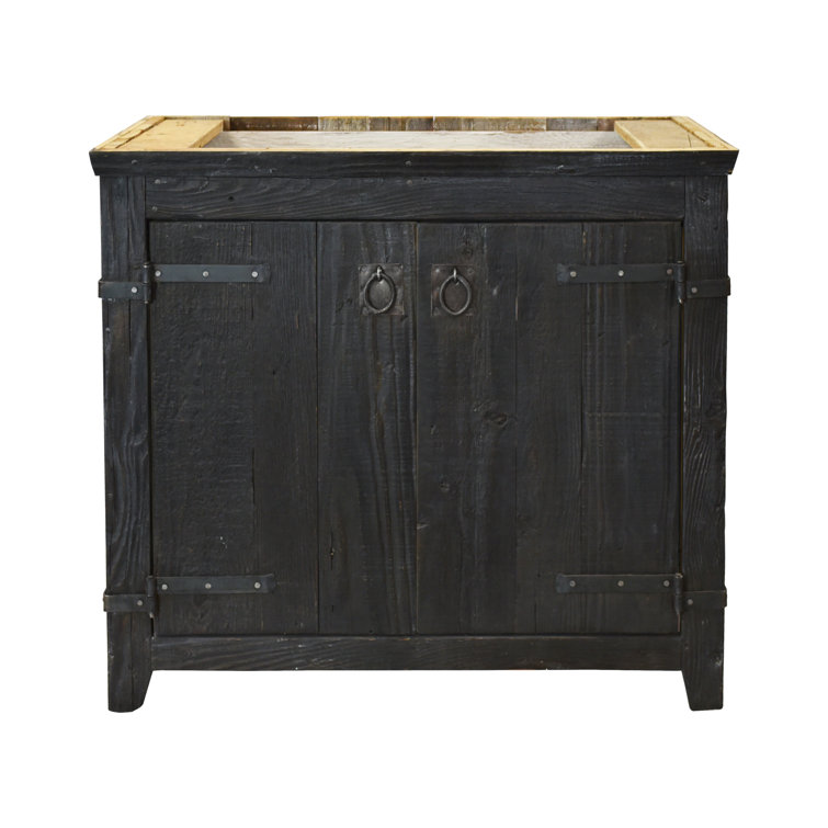 Rustic Americana 36" Solid Wood Black Vanity Base