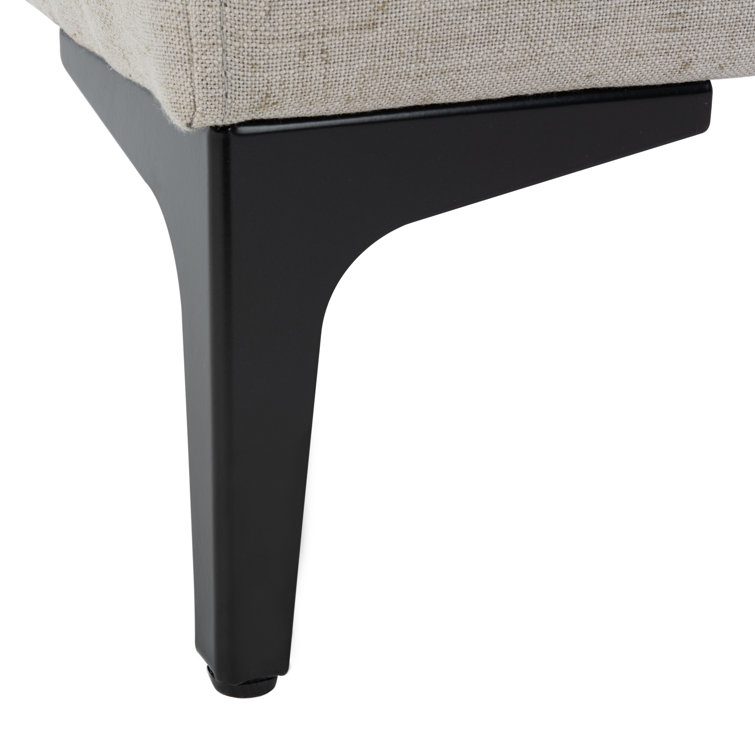Elsie Transitional Light Grey Linen and Black Wood Bench