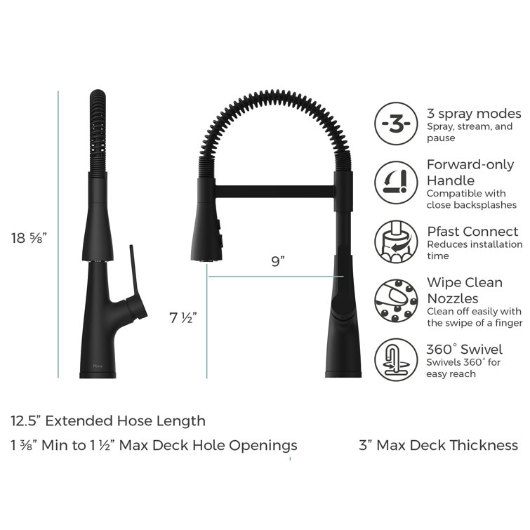 Matte Black Pull-Down Spray Kitchen Faucet