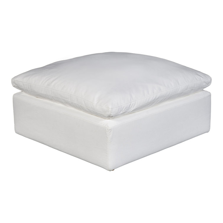 White Performance Fabric Transitional Ottoman