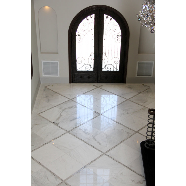 Kalta 24" x 24" White Polished Marble Tile
