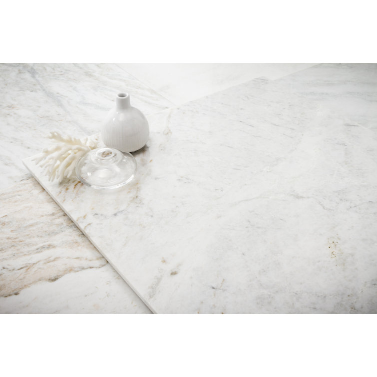 Kalta 24" x 24" White Polished Marble Tile