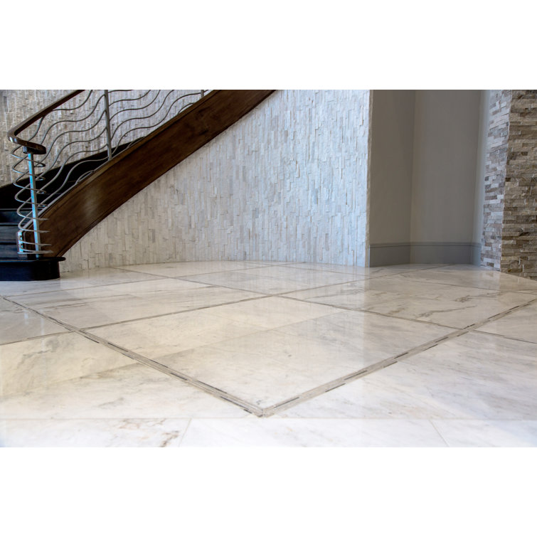 Kalta 24" x 24" White Polished Marble Tile