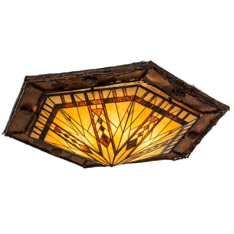 Adirondack Rustic Lodge 36" LED Glass Flush Mount