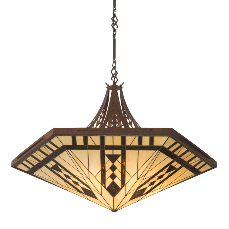Sonoma 6-Light Rustic Outdoor-Indoor Pendant with Chocolate-Beige Glass