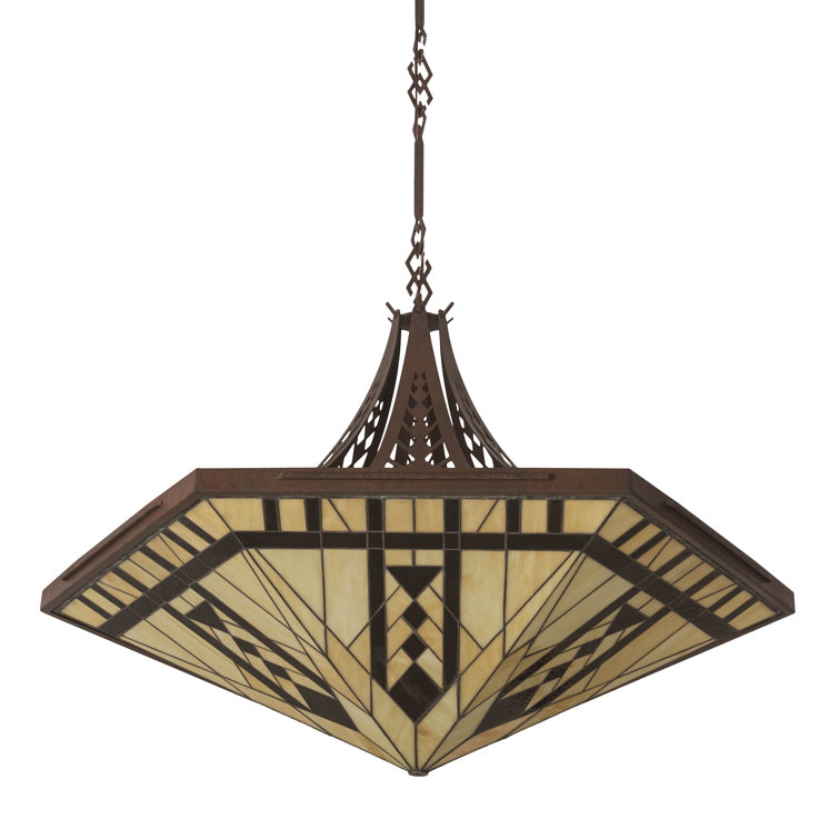 Sonoma 6-Light Rustic Outdoor-Indoor Pendant with Chocolate-Beige Glass