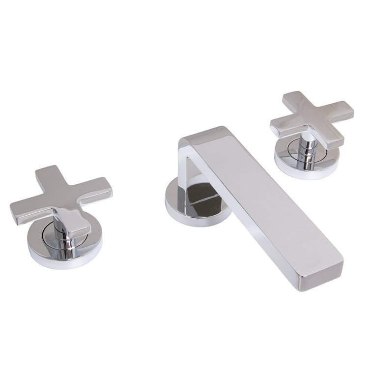 Polished Chrome Widespread Bathroom Faucet with Cross Handles
