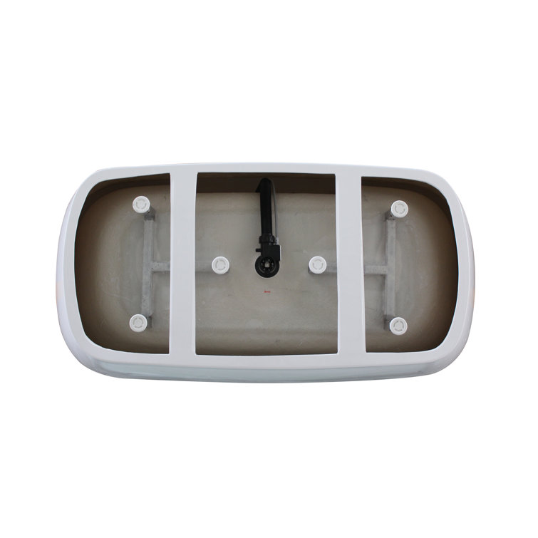 59" White Freestanding Acrylic Soaking Bathtub with Chrome Overflow