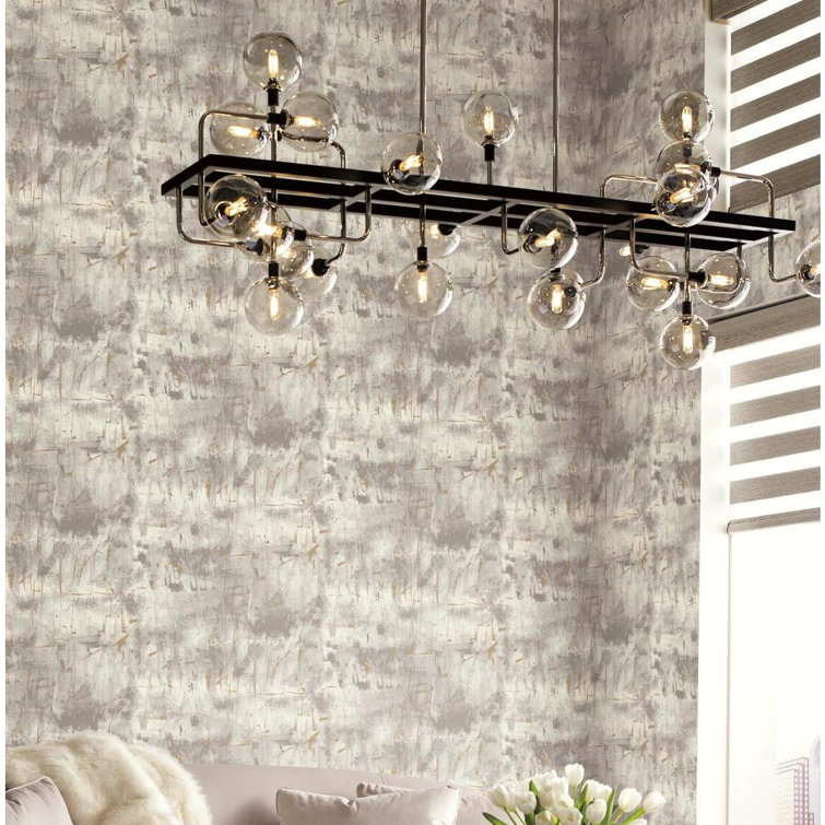 Gray Abstract Nonwoven Wallpaper with Metallic Accents