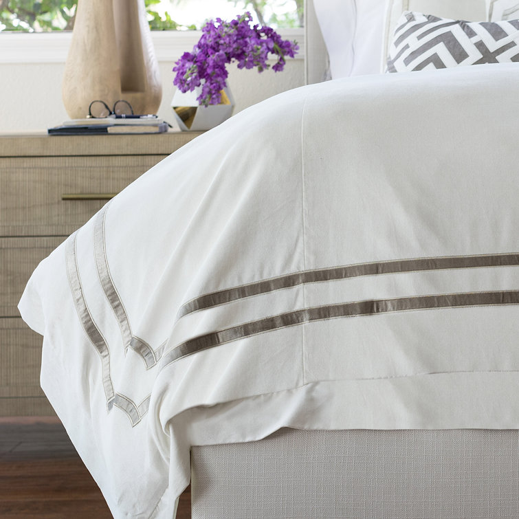 Ivory and Fawn Velvet Queen Duvet Cover