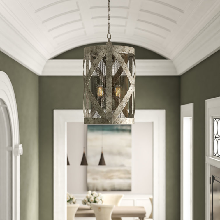 Graphite 3-Light Drum Pendant with Metal Mesh Cage