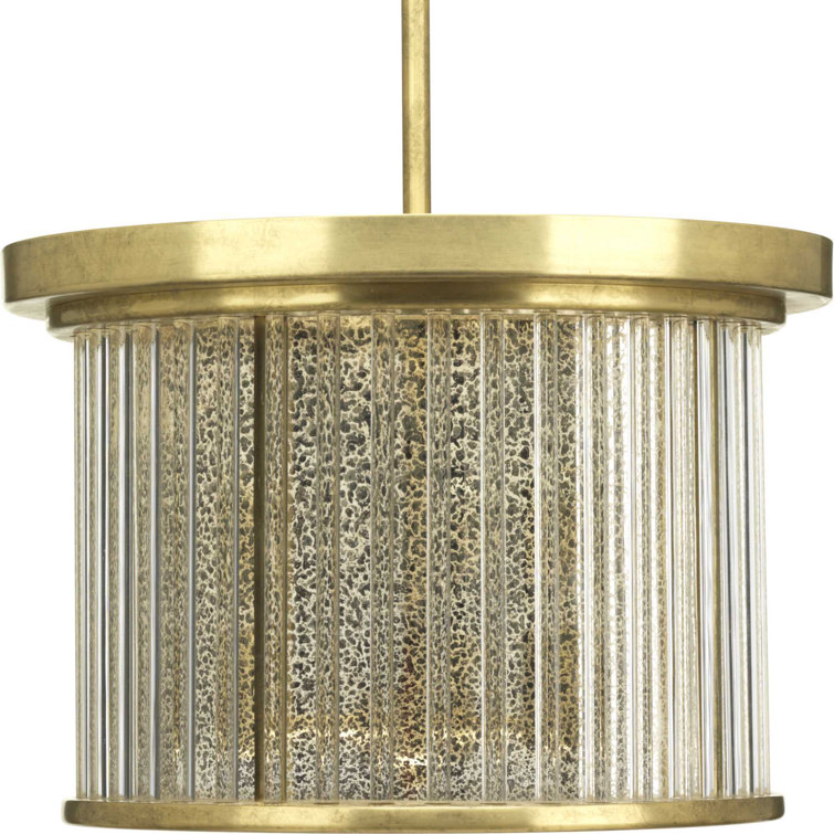 Sequit Point Brushed Brass 3-Light Convertible Semi-Flush Mount with Mercury Glass