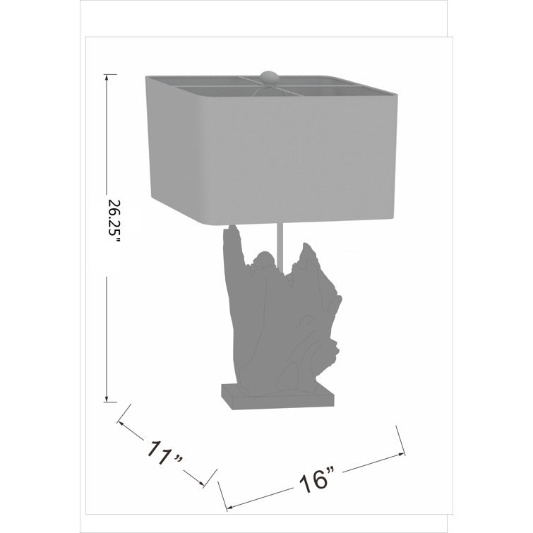 White Driftwood Table Lamp with Rectangular Shade