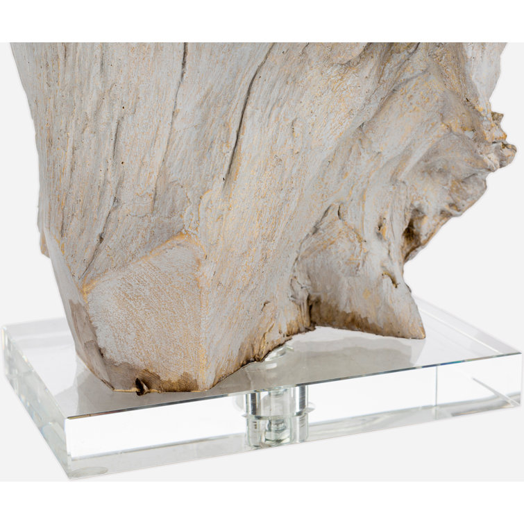 White Driftwood Table Lamp with Rectangular Shade