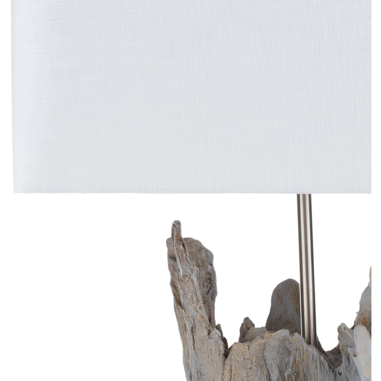 White Driftwood Table Lamp with Rectangular Shade