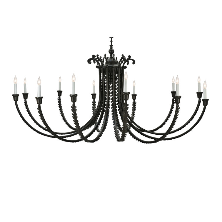 Bronze Oak Bough 12-Light Candelabra Chandelier