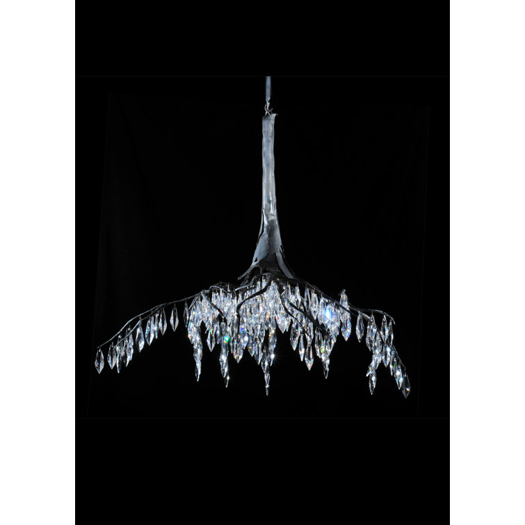 Stillwater Icy Crystal 41" Brass Geometric Plug-in Chandelier