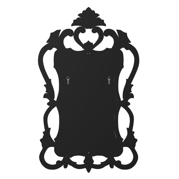 Contessa French Country Wood Crowned Top Mirror with Silver Embellishments