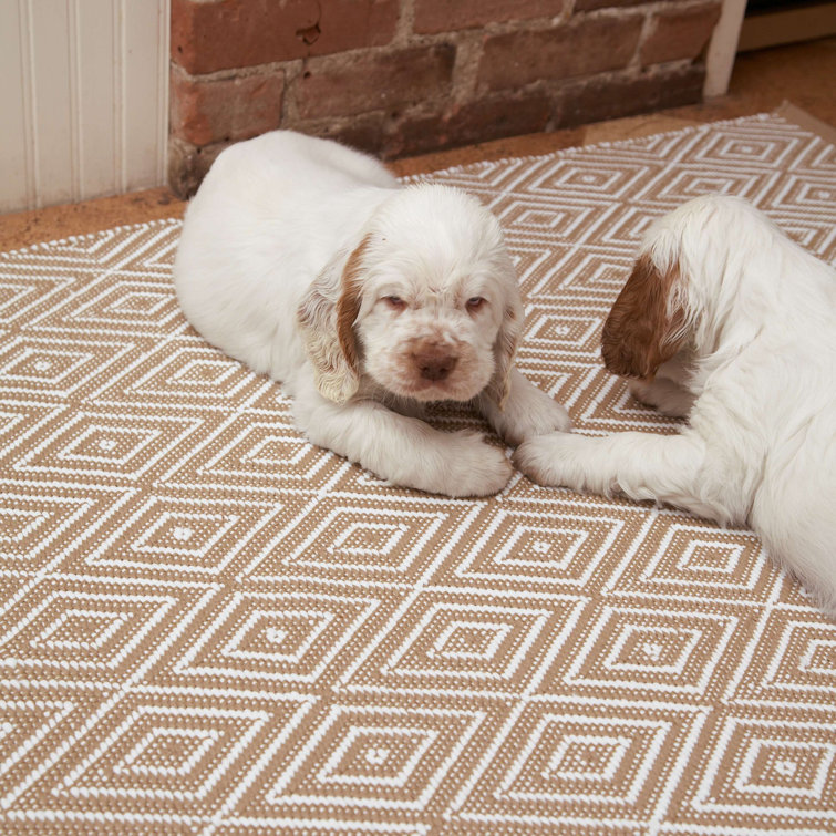 Khaki & White Diamond Handwoven Indoor/Outdoor Rug 3' x 5'