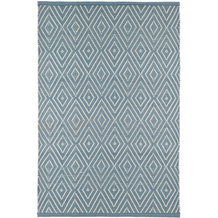 Diamond Slate and Light Blue Handwoven Synthetic 4' x 6' Rug