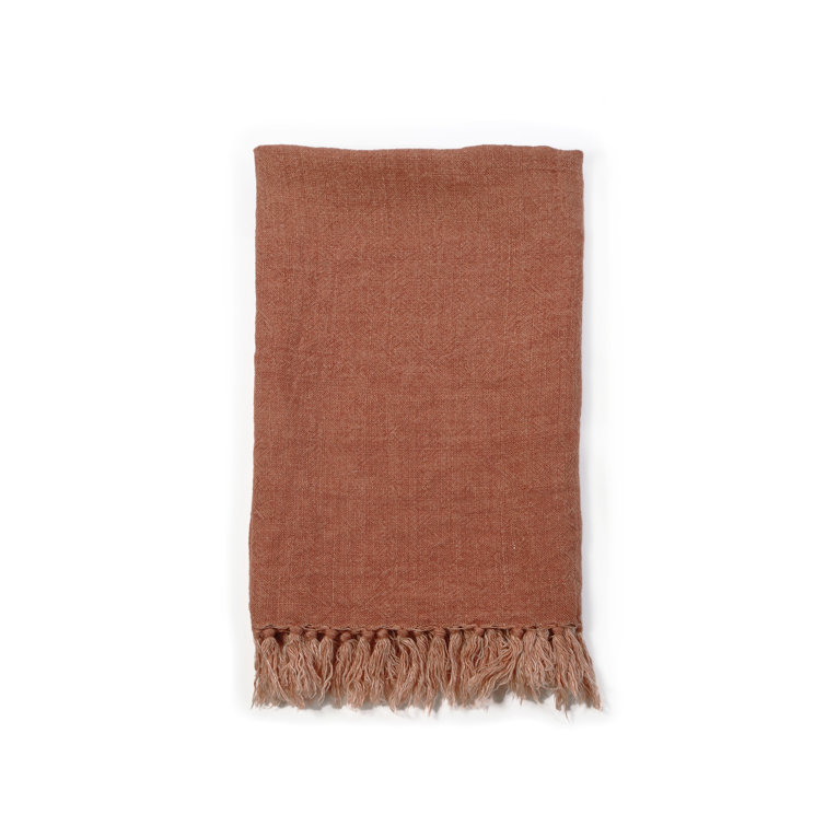 Terra Cotta Linen Tassel Throw Blanket 50" x 60"